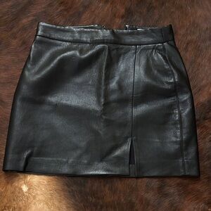 Wilfred Black Leather Mini Skirt